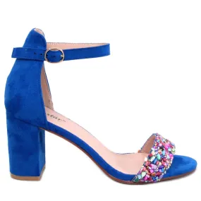 BM Sandalen met stenen hak Valentine Blue blauw
