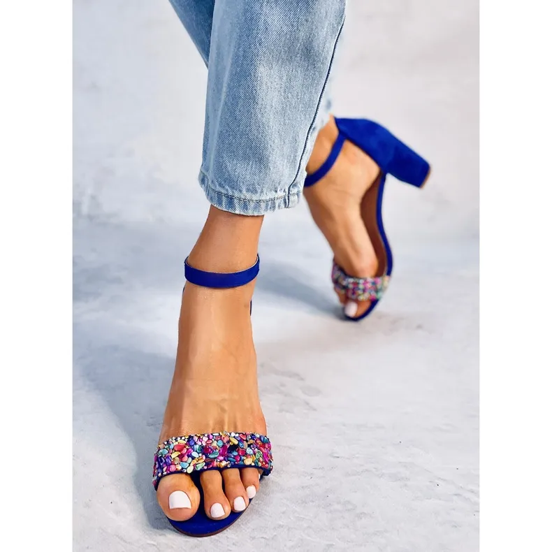 BM Sandalen met stenen hak Valentine Blue blauw
