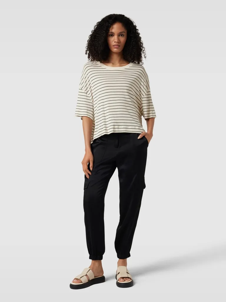 Cambio Slim fit cargobroek met siernaden, model 'KARO' in zwart