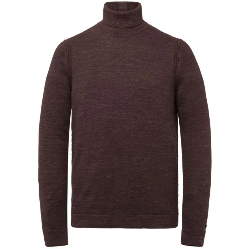 Cast iron roll neck slim fit cotton bitter choco    