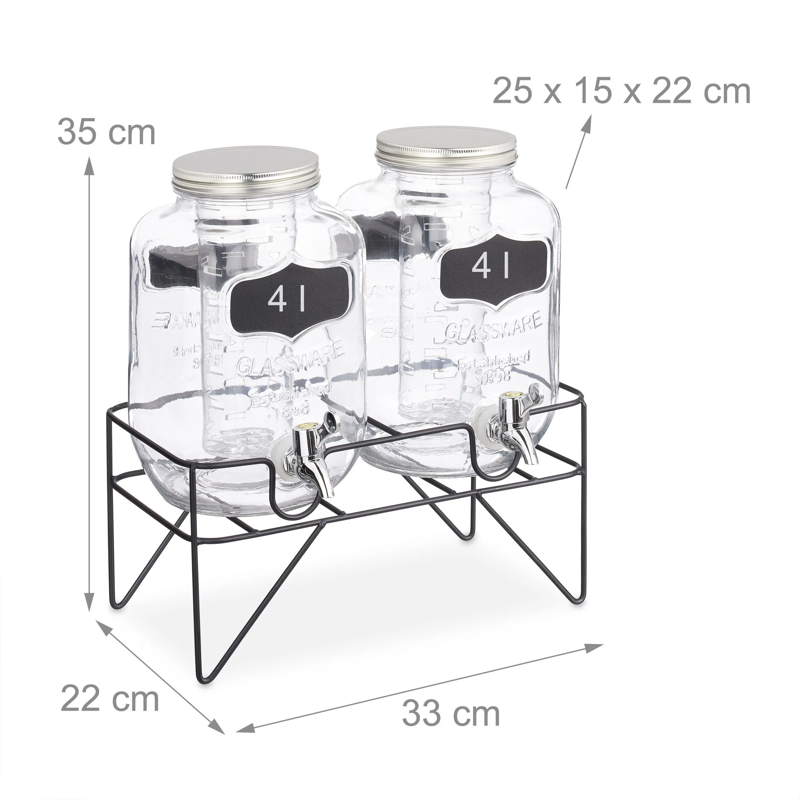 Drankdispenser met houder 4 l set van 2