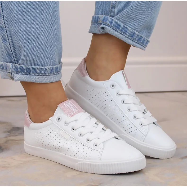 LAGE SNEAKERS GEMAAKT VAN ECOLEER, WITTE BIG STAR HH274073
