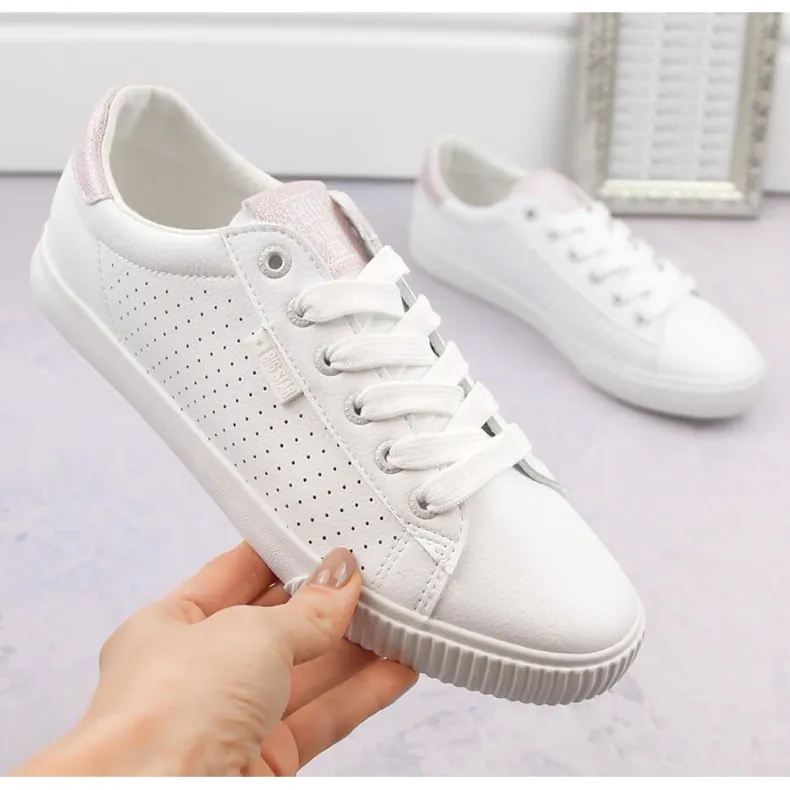 LAGE SNEAKERS GEMAAKT VAN ECOLEER, WITTE BIG STAR HH274073