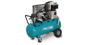 Mobiele compressor riemaandrijving met olie ketel 100 L 4 kW / 5,5 Pk 10 Bar 650 l/min 400V Aircraft