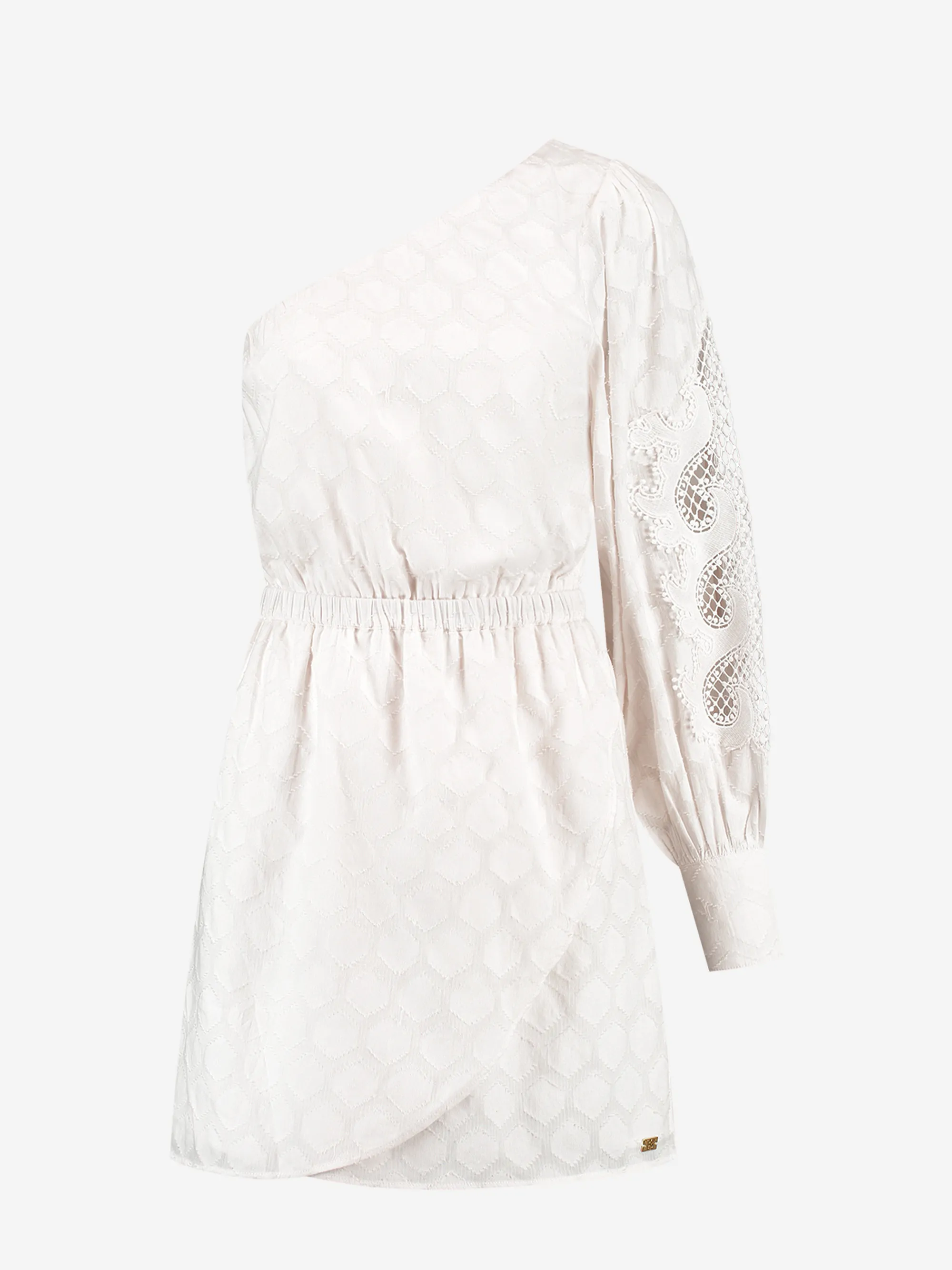 One shoulder jurk met embroidery