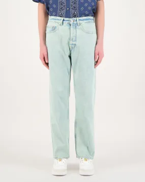 Palm Angels Overdye Logo Denim Jeans Mint