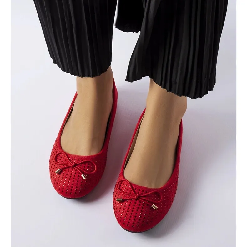 Rode ballerina's met Larissa zirconia rood