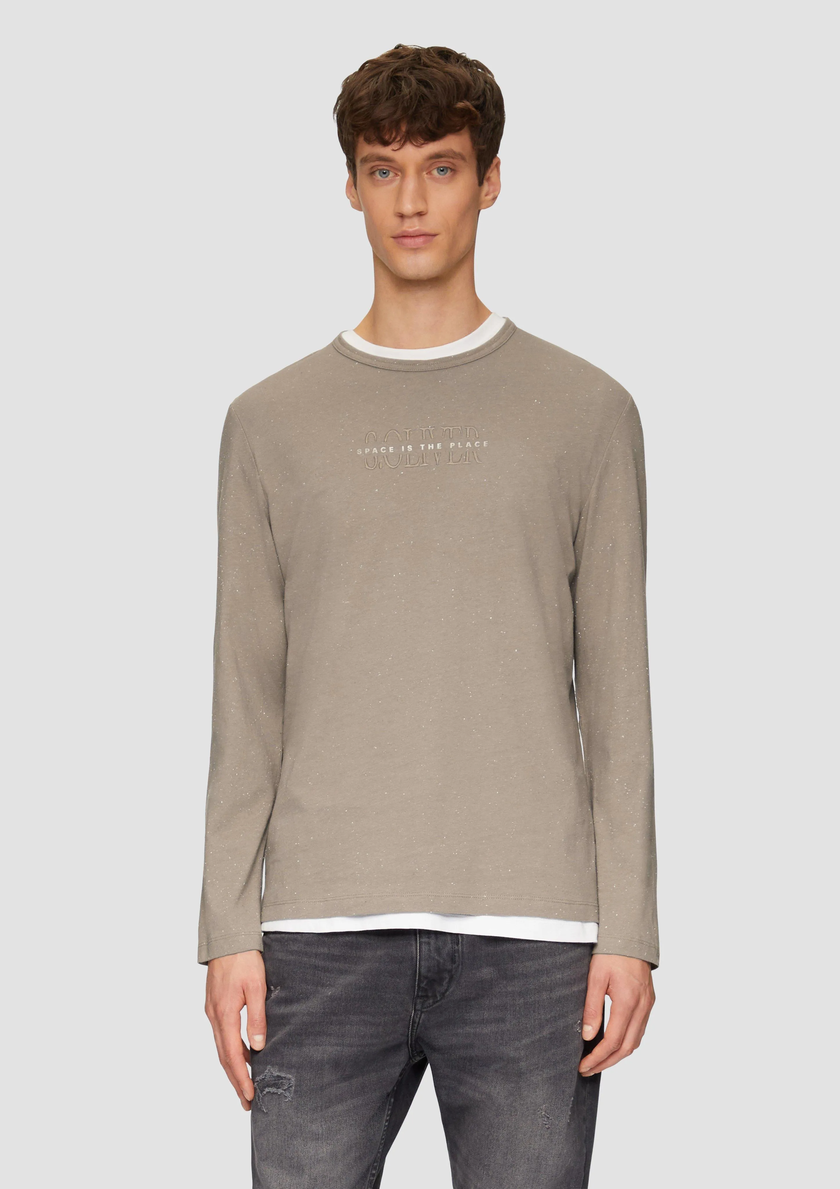 s.Oliver Gemêleerde longsleeve van jersey met logoprint