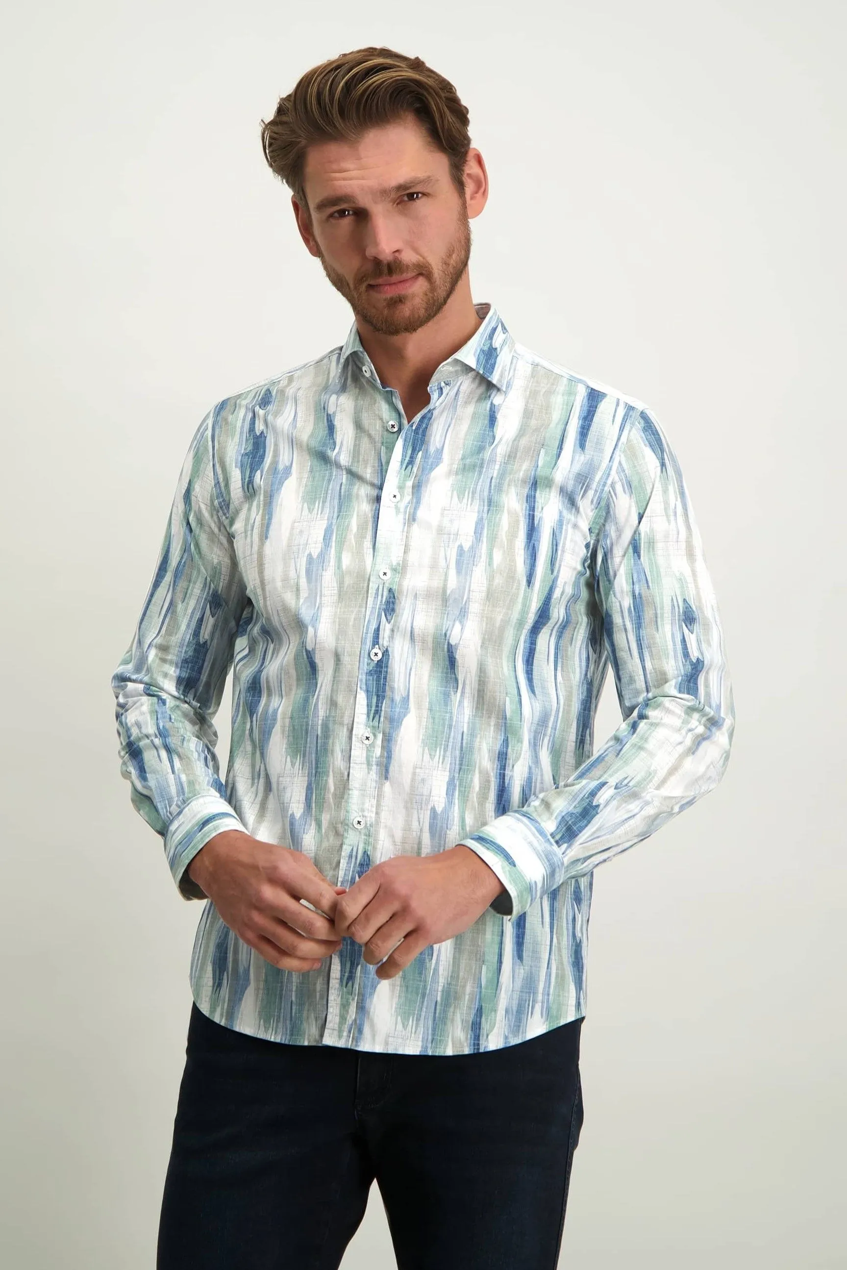 State of Art  Overhemd Print Blauw