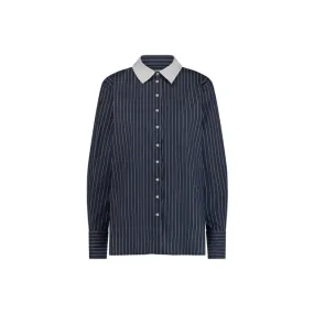 Studio Anneloes sammie poplin stripe blouse 11960 6911 dark blue/off white