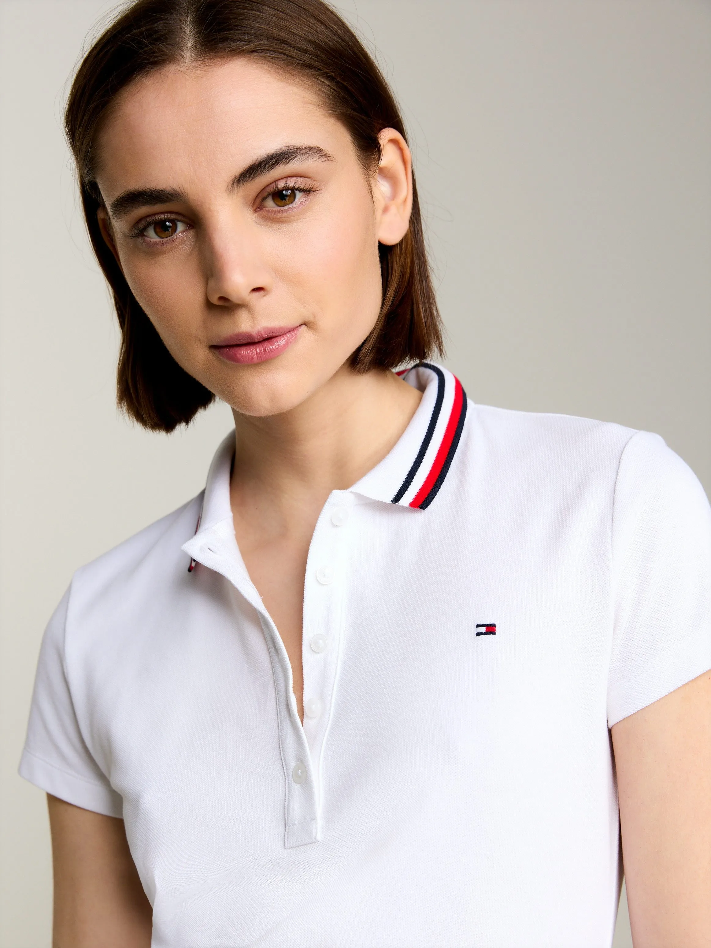 Tommy Hilfiger Poloshirt SLIM GLOBAL STRIPE POLO SS Polokraag met contrasterende strepen kleine knoopsluiting