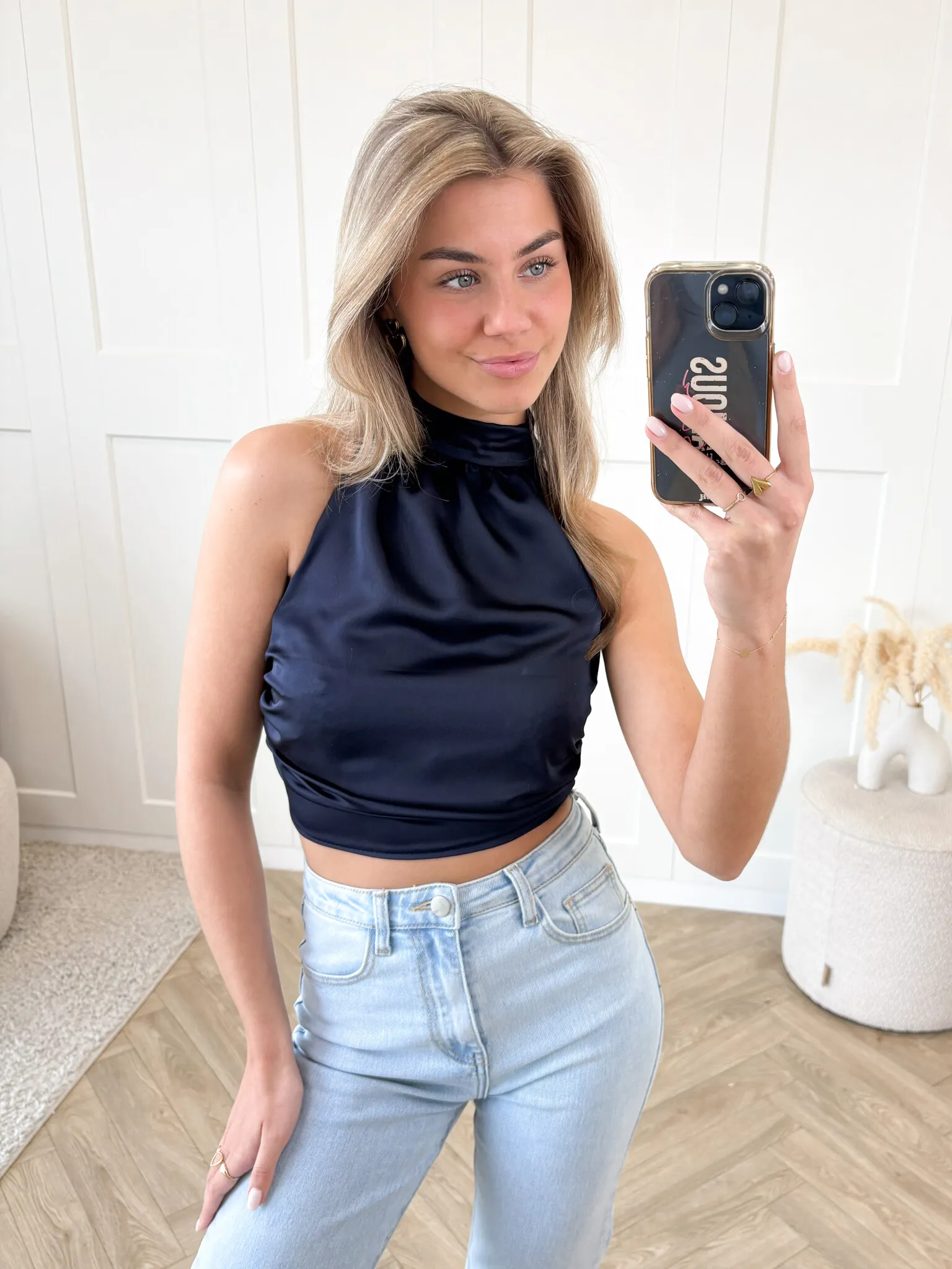 Top Scarlet marine blauw Halter top