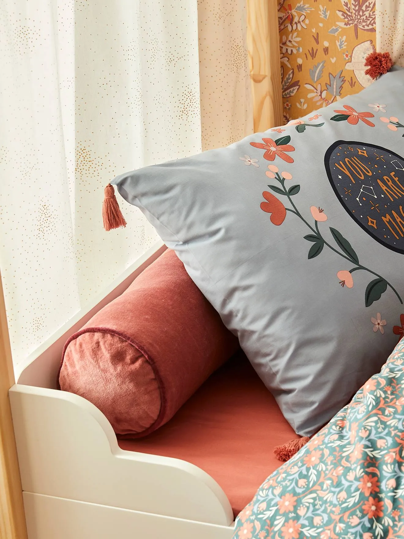 VERTBAUDET  FLUWELEN BOLSTER  ROZE