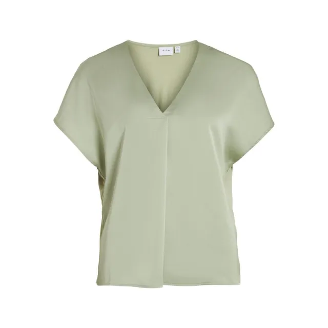 VILA 14089239 VIELLETTE VNECK S/S SATIN TOP