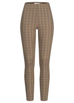 VILA Dames NOOS 7/8 Hoog uitgesneden broek met ruitjesmotief bruin