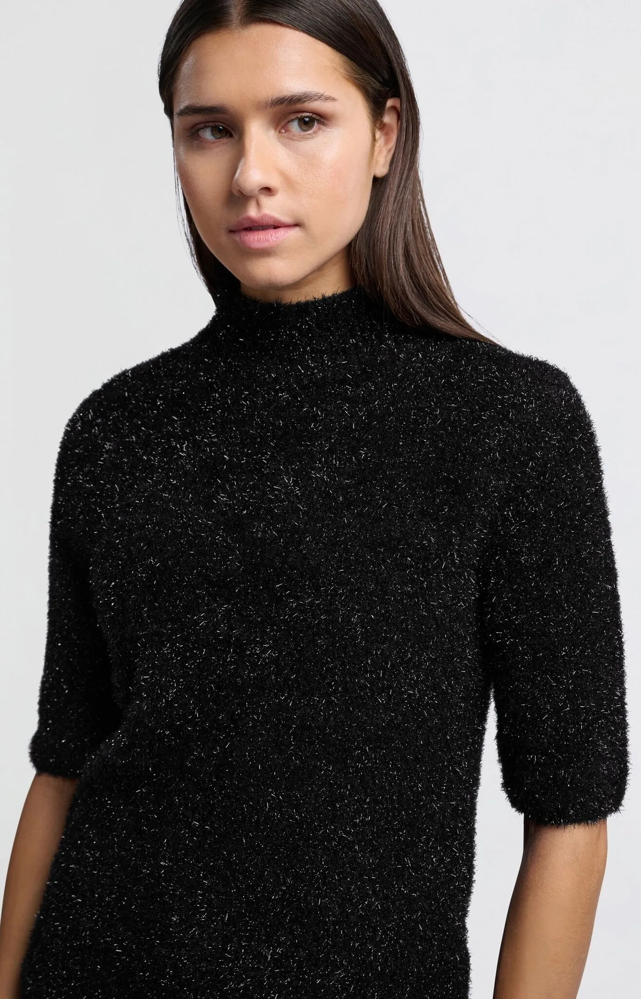 Yaya glitter furry sweater black