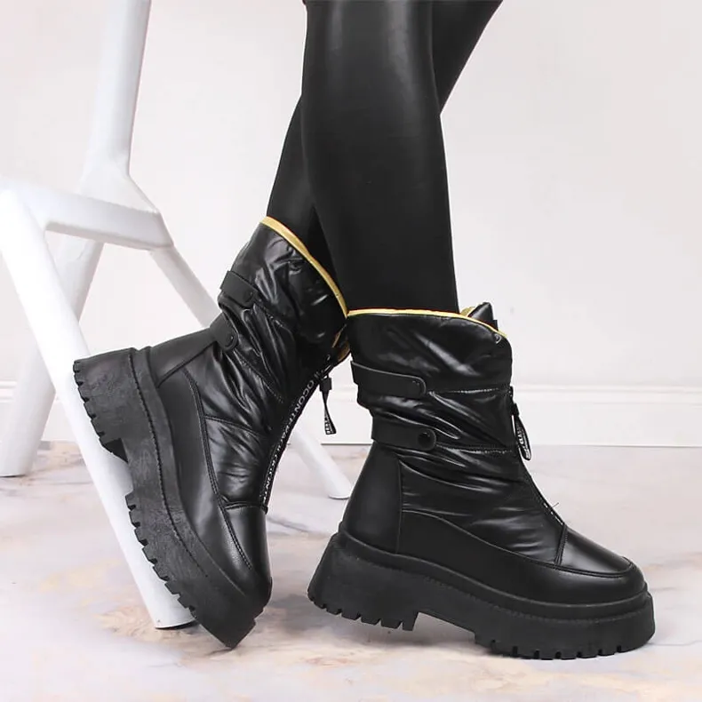 Zwarte Vinceza doorgestikte snowboots voor dames
